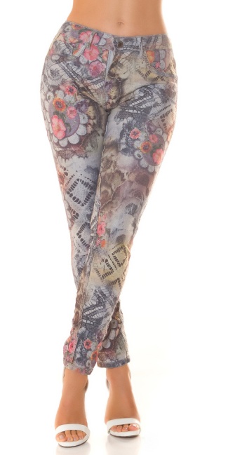 2in1 Statement Skinny Jeans with Print Mixed